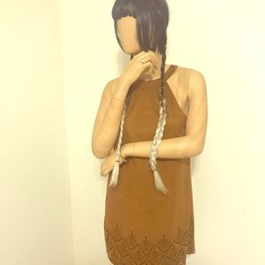Suede High Neck Dress